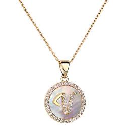 Moiom Teen Girls Jewelry,14k Gold Plated Round Disc Double Side Adjustable Bling Alphabet Pendant Necklace,Pave Cubic Zirconia Disc A to Z Alphabet,Meaningful Cute Necklace for Teen Girls