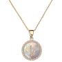 Moiom Teen Girls Jewelry,14k Gold Plated Round Disc Double Side Adjustable Bling Alphabet Pendant Necklace,Pave Cubic Zirconia Disc A to Z Alphabet,Meaningful Cute Necklace for Teen Girls