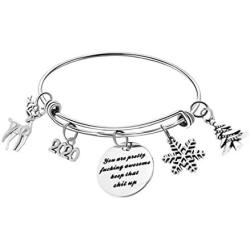 BFJLIFE Christmas Bracelets Inspirational Cuff Bangle Bracelet Gift for Family Friend Personalized Motivational Mantra Engraved Quote 316L Surgical Stainless Steel Jewelry