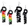 GUOXIAOMEI 2 Pairs Afrocentric African Wood Earrings African Wooden Dangle Text Earrings Natural Ethnic Earrings