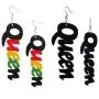 GUOXIAOMEI 2 Pairs Afrocentric African Wood Earrings African Wooden Dangle Text Earrings Natural Ethnic Earrings