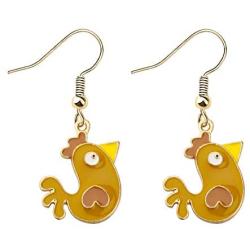 SEIRAA Chicken Earrings for Women Girls Chicken Farmer Gifts Funny Rooster Drop Earrings