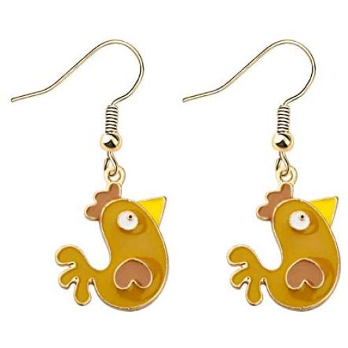 SEIRAA Chicken Earrings for Women Girls Chicken Farmer Gifts Funny Rooster Drop Earrings