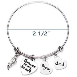 Memorial Gifts In Memory of Dad Mom Bangle Forever in My Heart Loss of Father Mother Bracelet Remembrance Gift