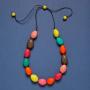 Ruby Olive Womens Colorful Resin Beaded Pod Necklace with Wood Bead