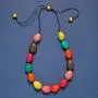 Ruby Olive Womens Colorful Resin Beaded Pod Necklace with Wood Bead