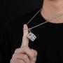 TOPGRILLZ 14K Gold Plated Iced Out CZ Simulated Diamond 3D Crap Dice Pendant Necklace for Men Fashion Jewelry (Silver Crap)