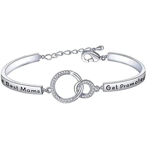 BEKECH The Best Moms Get Promoted to Grandma Interlocking Circles Bracelet Gift for Grandmother Nana Yaya Grammy Nonna