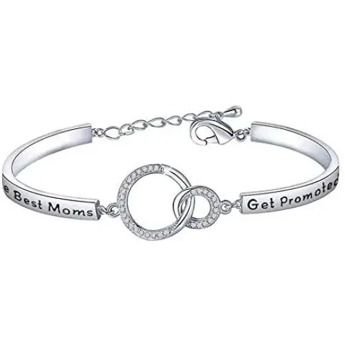 BEKECH The Best Moms Get Promoted to Grandma Interlocking Circles Bracelet Gift for Grandmother Nana Yaya Grammy Nonna BEKECH The Best Moms Get Promoted to Grandma Interlocking Circles Bracelet Gift for Grandmother Nana Yaya Grammy Nonna