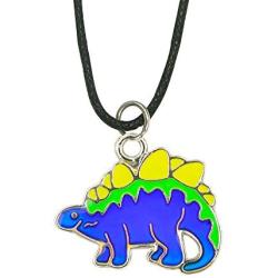 Fun Jewels Cute Stegosaurus Dinosaur Pendant Color Change Mood Necklace For Boys Girls Animal Jewelry