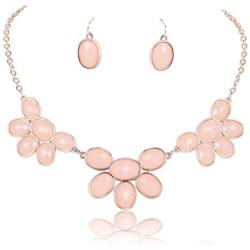Firstmeet Shiny Contrast Color bib Necklace with Earrings