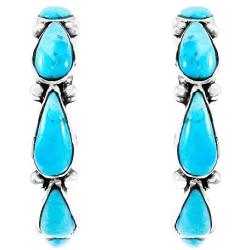 Turquoise Earrings 925 Sterling Silver & Genuine Turquoise (Select style)