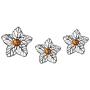 Sterling Silver Amber Cristal Flower Jewelry Set Earrings and Pendant