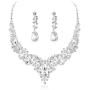 YADOCA Womens Wedding Bridal Necklace Earrings Jewelry Set Sparkling Crystal Teardrop Cluster Statement Necklace Earrings for Bridesmaid