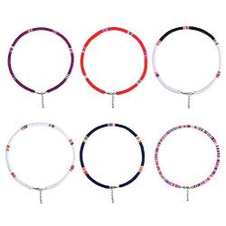 6pcs Heishi Necklace Rainbow Vinyl Disc Bead Surfer Choker Necklace Heishi Bead Stretch Necklace Summer Vacation Beach Jewelry Set for Women Girls(2)