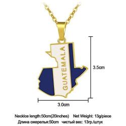 Stainless Steel Guatemala Map Pendant Necklace for Women/Men Map of Guatemala Dripping Oil Charm Jewelry