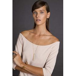 PERNNLA PEARL Long Disc Pendant Necklace for Women 18K Gold Plated Sweater Chain Fashion Jewelry