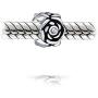 Pink Black Flower Rose Spacer Charm Bead For Women Wife Teen Girlfriend Oxidized .925 Sterling Silver For European Bracelet
