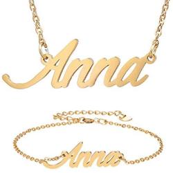 HUAN XUN Custom Name Necklace Personalized Initial Necklaces in Golden Silver