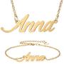HUAN XUN Custom Name Necklace Personalized Initial Necklaces in Golden Silver