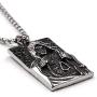 Demon Skull Necklace for Men, Skull Cross Pendant Necklace with 23.6” Chain, Masked Goddess Skull Cameo Necklace, Gothic Cross Skull Tag Necklace, Punk Skull Jewelry Gift for Men Boys