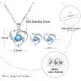 Ccino Silver Jewelry Set for Women, 925 Sterling Silver Stud Earrings, Silver Love Pendant Necklace with White/Purple/Blue Cubic Zirconia for Girlfriend Mother, Best Gift, Come with Jewelry Box