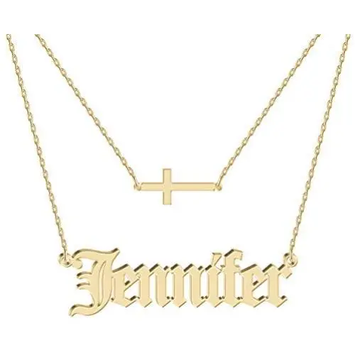 UMAGICBOX Sterling Silver Name Necklace Personalized 18K Gold Plated,Custom Name Plate Necklace,Anniversary Friendship Gift for Women UMAGICBOX Sterling Silver Name Necklace Personalized 18K Gold Plated,Custom Name Plate Necklace,Anniversary Friendship Gift for Women