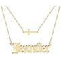 Joelle Jewelry Design Sterling Silver Layered Choker Name Necklace Personalized with Heart, Custom Nameplate Pendant 18K Gold Plated