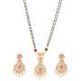 TARINIKA Mandin Gold-Plated Necklace and Earrings Set with Black Beads - Center Red