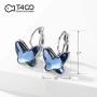 T400 Blue Purple Pink Crystal Butterfly Lever Back Earrings Birthday Gift for Women Girls