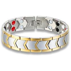 Stainless Steel Magnetic Bracelet- Arthritis Pain Relief & Carpal Tunnel Relief Magnetic Therapy Bracelets for Men (Silver & Gold)