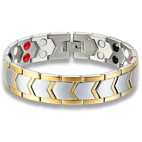 Stainless Steel Magnetic Bracelet- Arthritis Pain Relief & Carpal Tunnel Relief Magnetic Therapy Bracelets for Men (Silver & Gold) Stainless Steel Magnetic Bracelet- Arthritis Pain Relief & Carpal Tunnel Relief Magnetic Therapy Bracelets for Men (Silver & Gold)