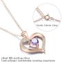 ✦Gifts for Mothers Day✦ Forever Love Heart Necklace Jewelry 18K White Gold/ Rose Gold Plated 925 Sterling Silver Birthstone Pendant Necklace with 5A Cubic Zirconia Birthday Gifts for Women and Girls