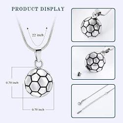 zeqingjw Soccer Ball Cremation Jewelry Necklace for Ashes for Men,Stainless Steel Football Memorial Keepsake Urn Pendant for Boys