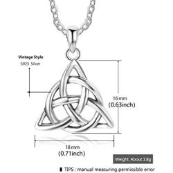 Furious Jewelry 925 Sterling Silver Good Luck Irish Triangle Celtic Knot Vintage Pendant Necklace