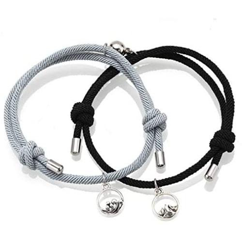 Noni Couple Magnetic Bracelet Mutual Attraction Braided Charm Pendants Bracelet Couple Adjustable Bracelets Jewelry Gifts for Women Men Couple Best Friend.