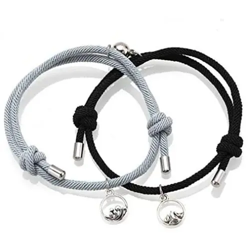 Noni Couple Magnetic Bracelet Mutual Attraction Braided Charm Pendants Bracelet Couple Adjustable Bracelets Jewelry Gifts for Women Men Couple Best Friend.