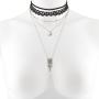 LUX ACCESSORIES Black Lace Choker Gold Tone Moon Dream Catcher Layered Necklace