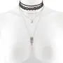 LUX ACCESSORIES Black Lace Choker Gold Tone Moon Dream Catcher Layered Necklace