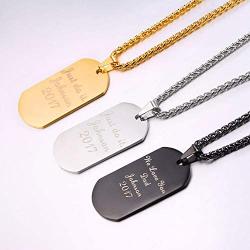 U7 Personalized Dog Tags Necklace with Chain Stainless Steel Text/Image Print Photo Custom Engraving Pendant, Gift for Men Women(Tag/Round/Heart)