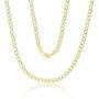 14K Yellow Gold Hollow 2mm-11mm Cuban White Pave Chain | Italian Gold Chain | Gold Curb Necklaces for Men and Women