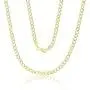 14K Yellow Gold Hollow 2mm-11mm Cuban White Pave Chain | Italian Gold Chain | Gold Curb Necklaces for Men and Women