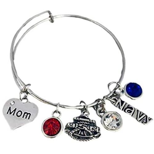 Infinity Collection Navy Mom Charm Bangle Bracelet, Proud Navy Mom Jewelry - Makes for Military Moms Infinity Collection Navy Mom Charm Bangle Bracelet, Proud Navy Mom Jewelry - Makes for Military Moms