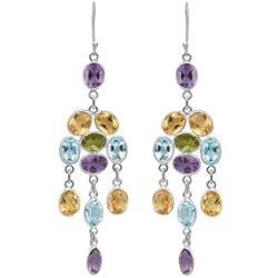 Peridot Amethyst Citrine Blue Topaz Sterling Silver Dangle Earrings