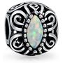 Vintage Style Created Opal Bali Style Scroll Milgrain Charm Bead For Women 925 Sterling Silver Fits European Bracelet