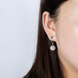SKA Jewelry Sparkle Crystal Disco Ball Earrings Dangle Earrings for Women Studs with White Gold Plated 8mm 10mm