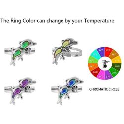 Acchen Mood Ring Dolphins Mermaid Turtle Guitar Eyes Change Color Decorations 5pcs