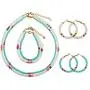 Heishi Surfer Necklace Bracelet Earrings Set, African Vinyl Disc Bead Choker Necklace Bracelet Hoop Earring, Summer Fashion Jewelry for Women, Girls