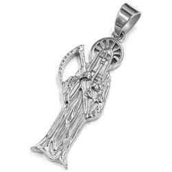 Raonhazae 316L Stainless Steel Gold Santa Muerte Pendant w/ 4mm Miami Cuban Chain