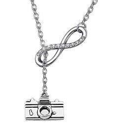FUSTMW Photographer Gift Camera Infinity Love Charm Y Necklace Travel Jewelry Photography Gifts